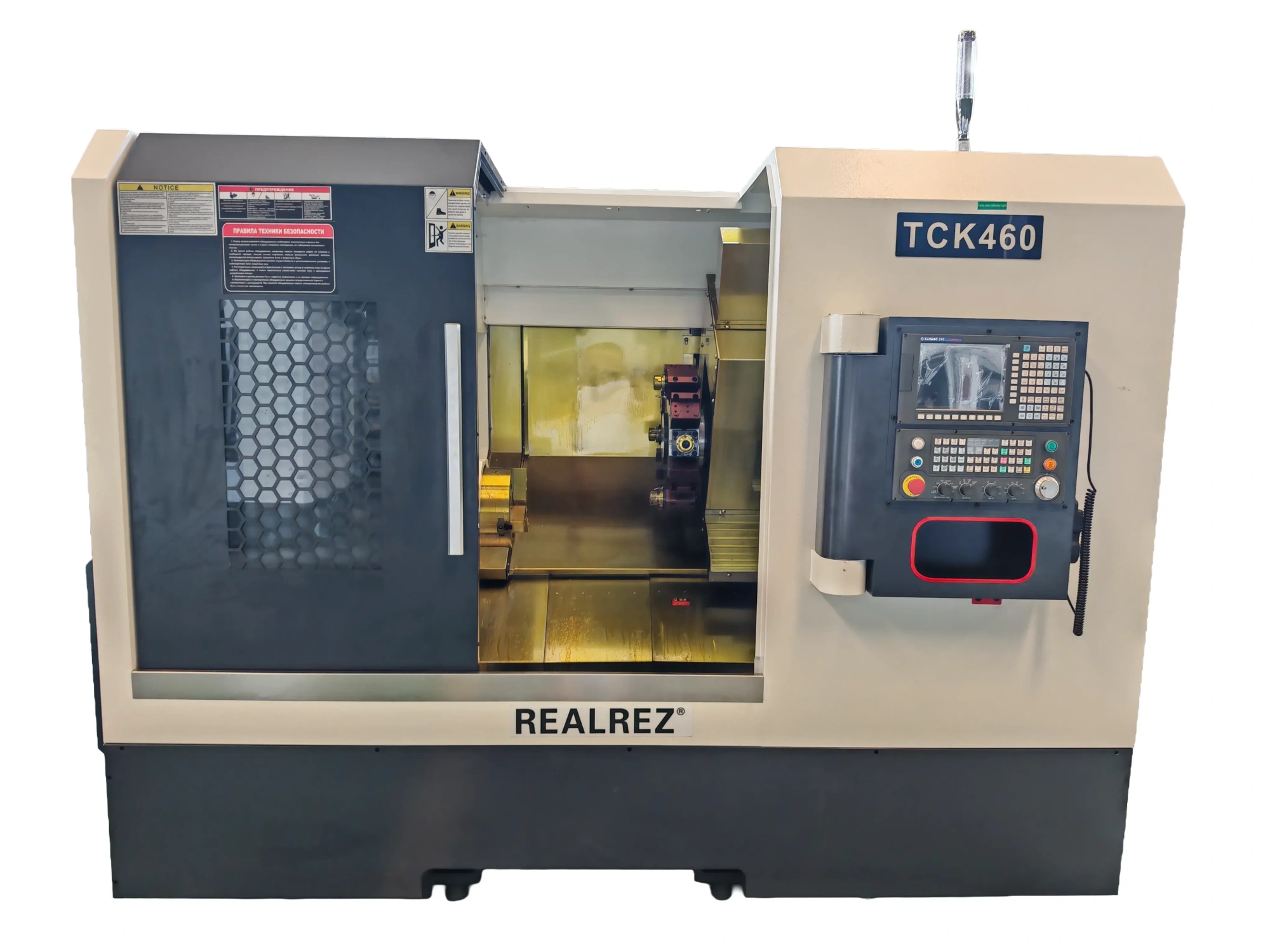 Токарный станок с ЧПУ REALREZ ТCK 460x350 с наклонной станиной (Ось Y и GSK988Ta)